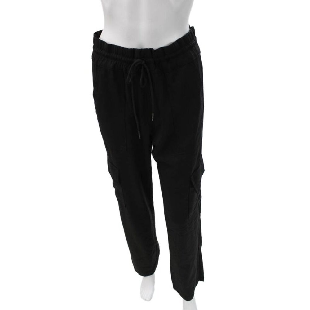 Flog Womens Cargo Pants Black Cotton Blend Drawstring Size 28